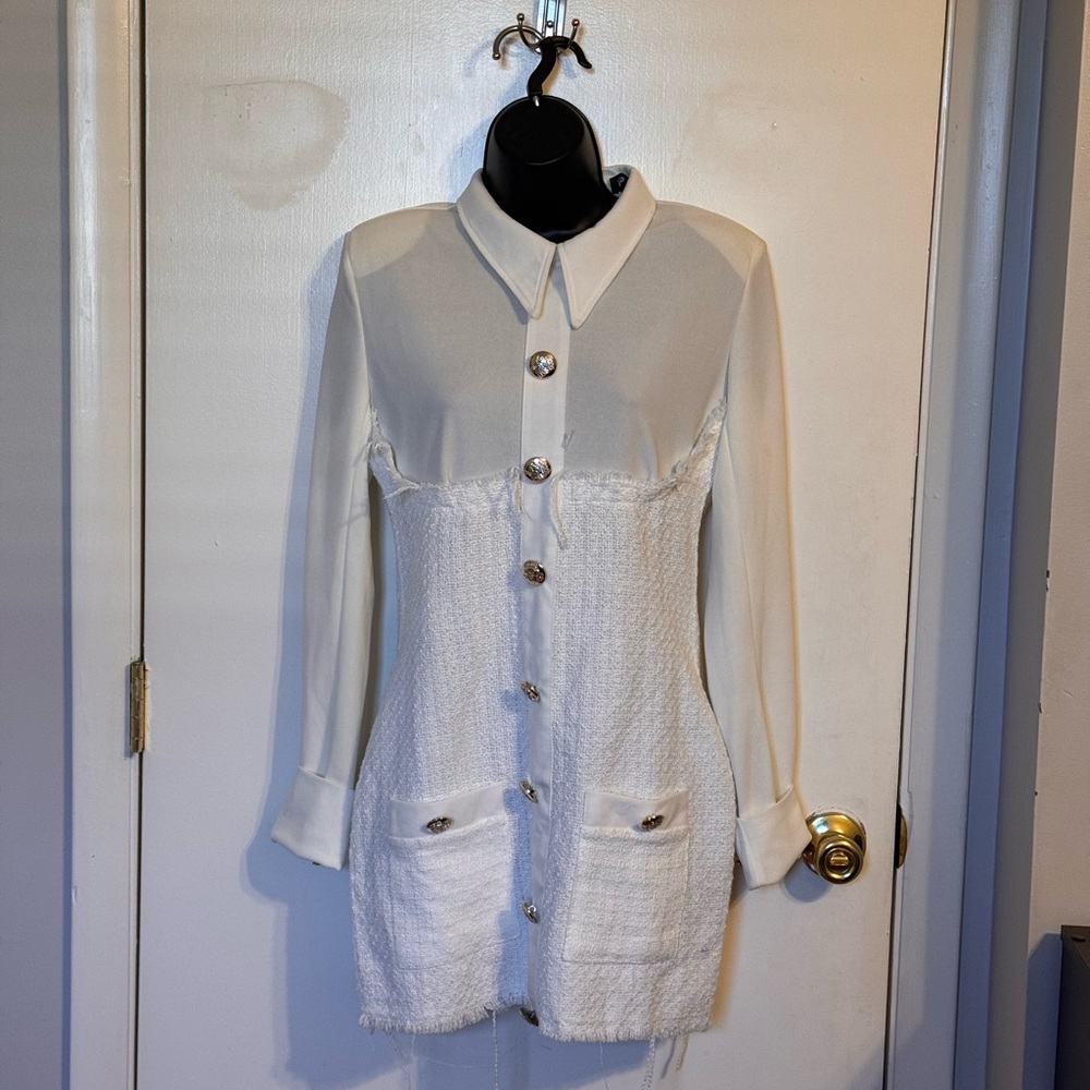Chic White Button-Up Dress